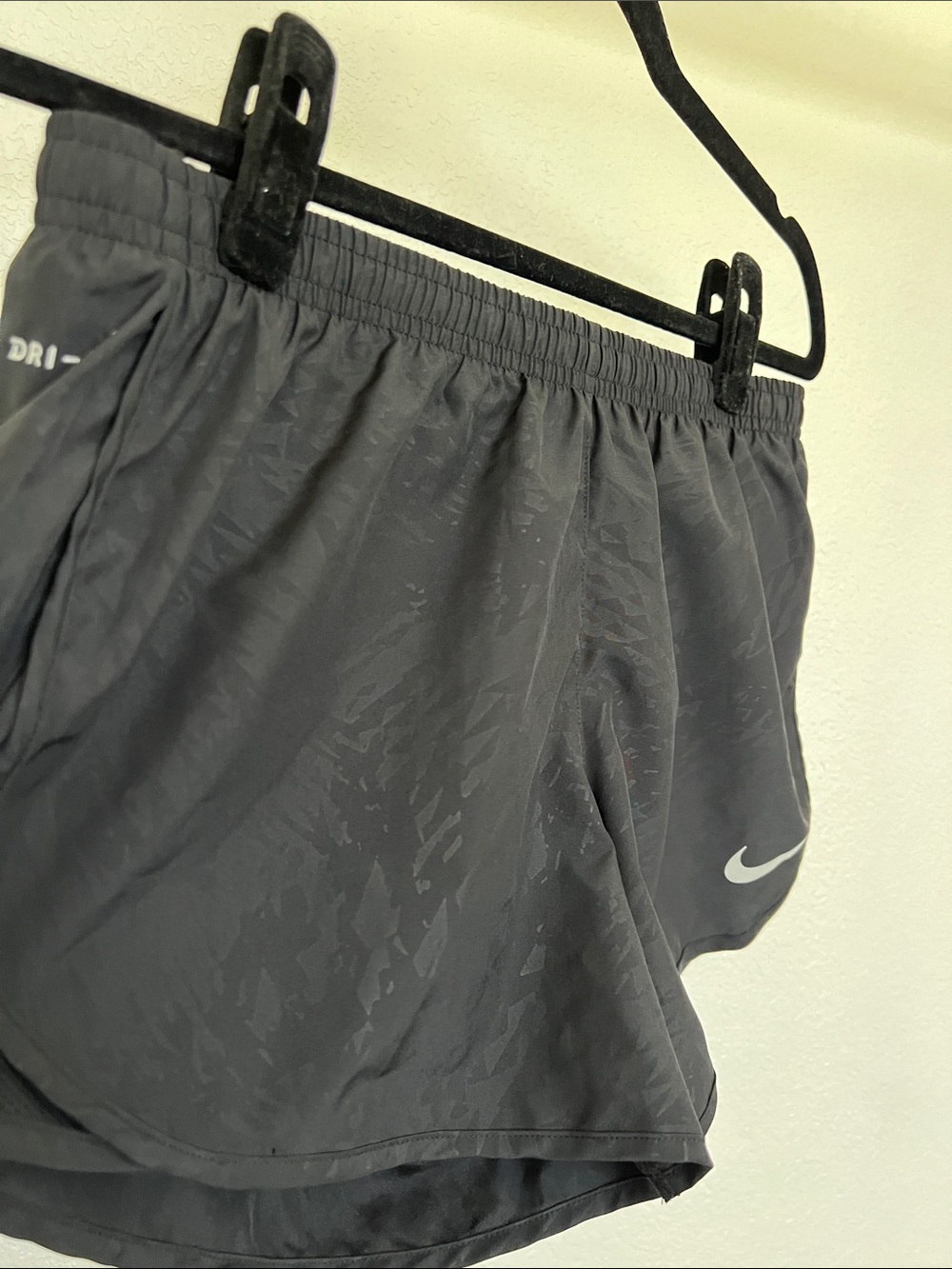 Nike Women's Black Running Shorts with White Swoosh Accent - Picture 3 of 6